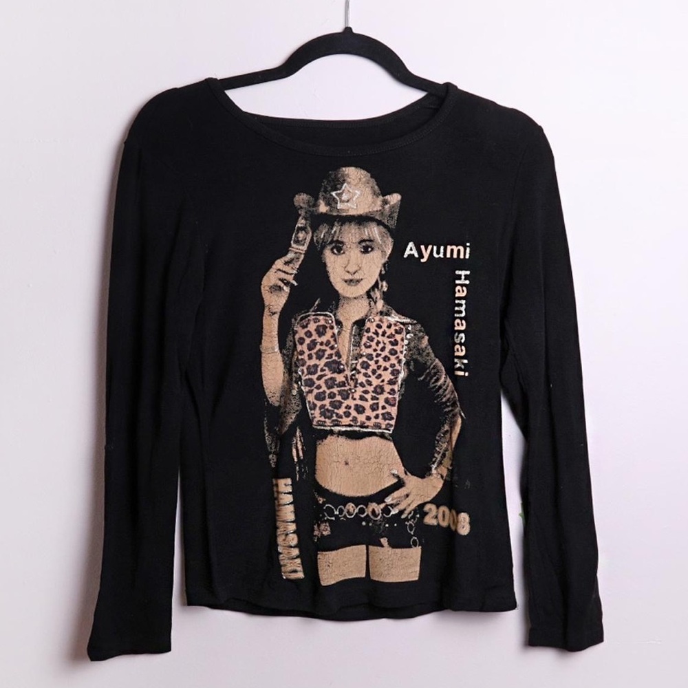 Vintage Ayumi Hamasaki Japan Pop Star Western Cowboy Black Long Sleeve Shirt